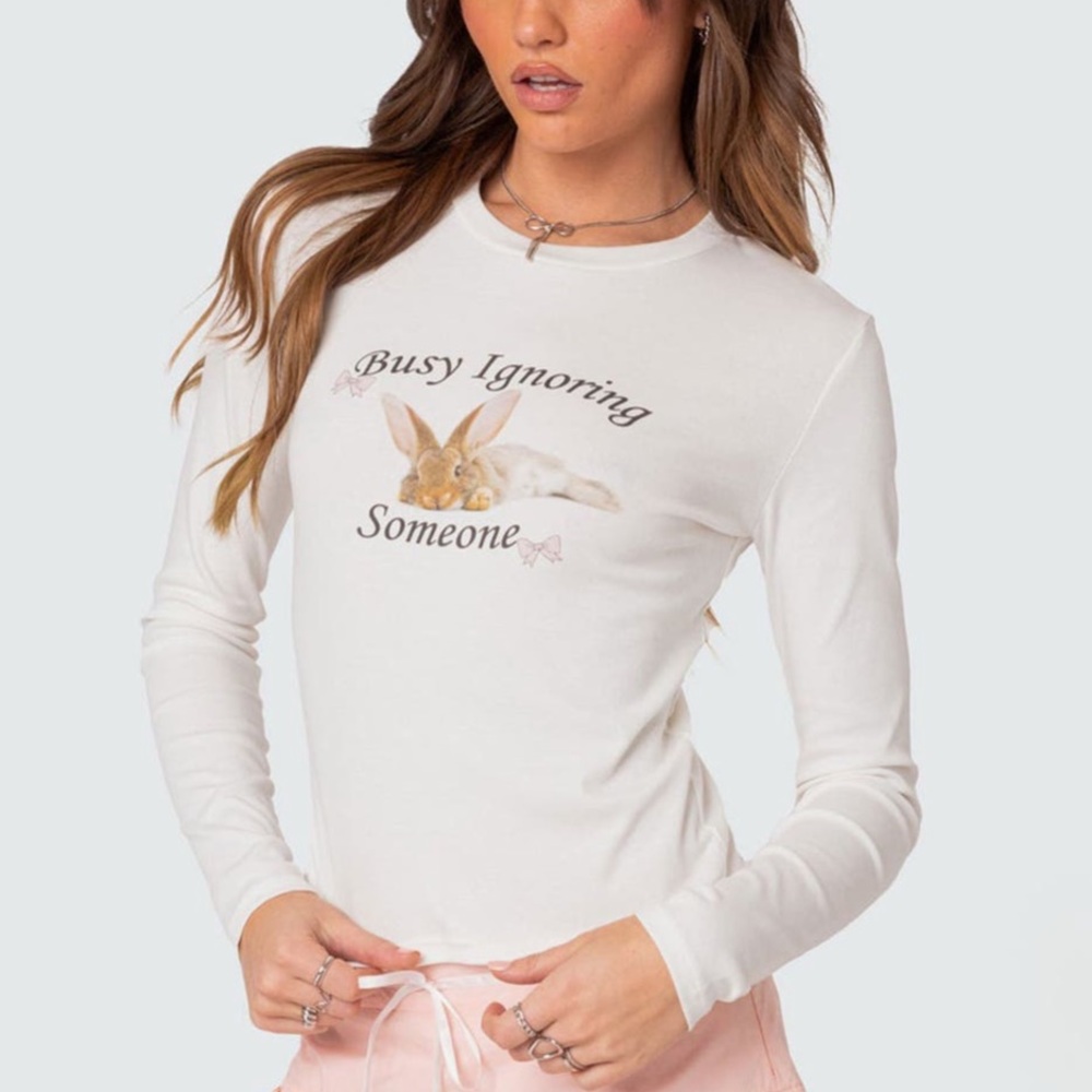 Edikted “Busy Ignoring Someone” Long Sleeve T-shirt XS